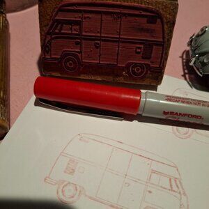 VW Camper Rubber Ink Stamp